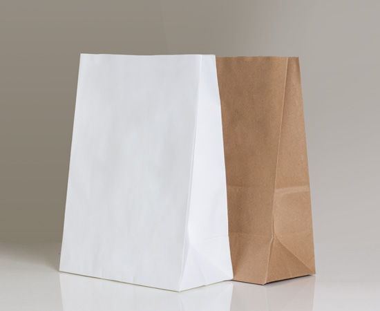 Kraft Paper Bags Block Bottom Brown & White Recyclable Food Safe